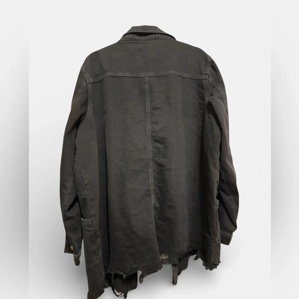 KanCan Black Distressed Denim Shacket